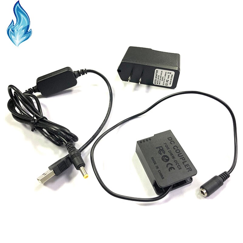 Power bank USB cable+DMW-DCC8 BLC12 BLC12E dummy battery for Lumix DMC-GX8 FZ2000 FZ300 FZ200 G7 G6 G5 G80 G81 G85 GH2 GH2K GH2S