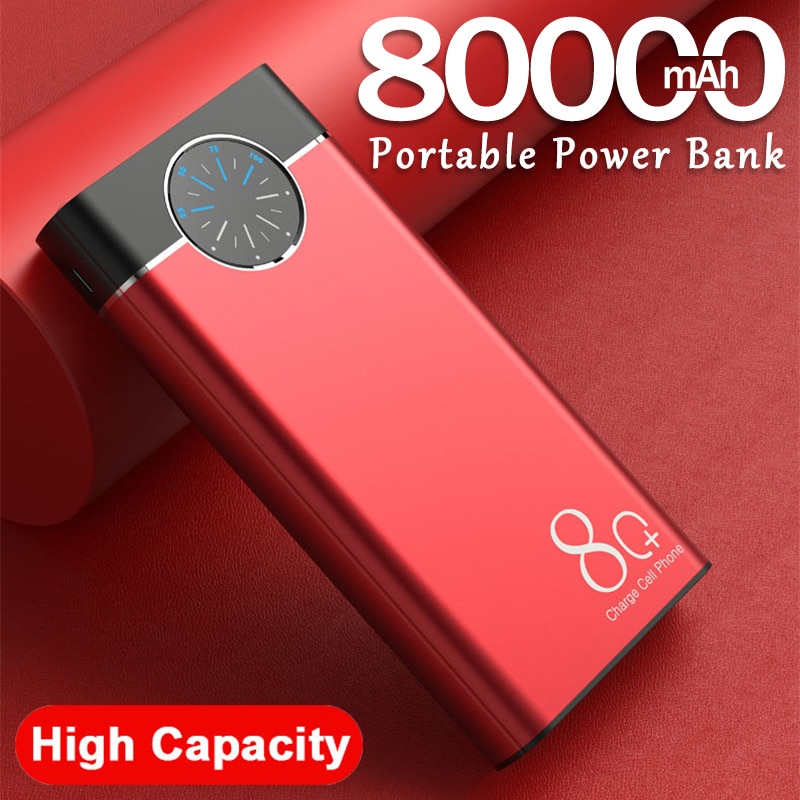 80000mah banco de potência carregador portátil grande capacidade 2usb lâmpada led bateria externa powerbank para xiaomi iphone samsung