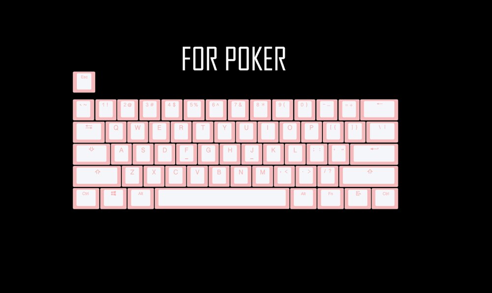 pudding pbt doubleshot keycap oem back light for mechanical keyboards milk white pink black gh60 poker 87 tkl 104 108 ansi iso: PinkWhite For poker