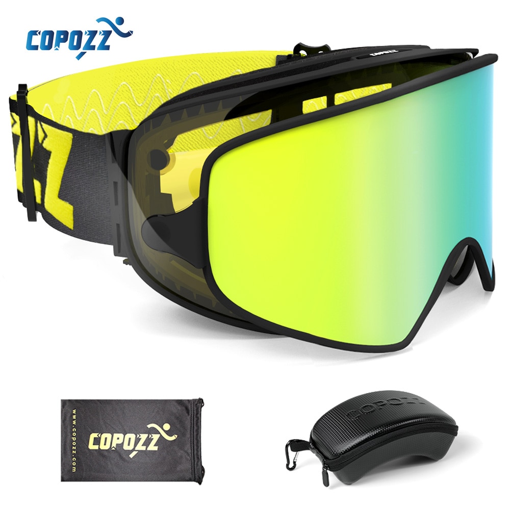 COPOZZ 2 in 1 Ski Goggles with Original Case Double Lenses for Night Skiing Anti-fog UV400 Snowboard Goggles for Men & Women