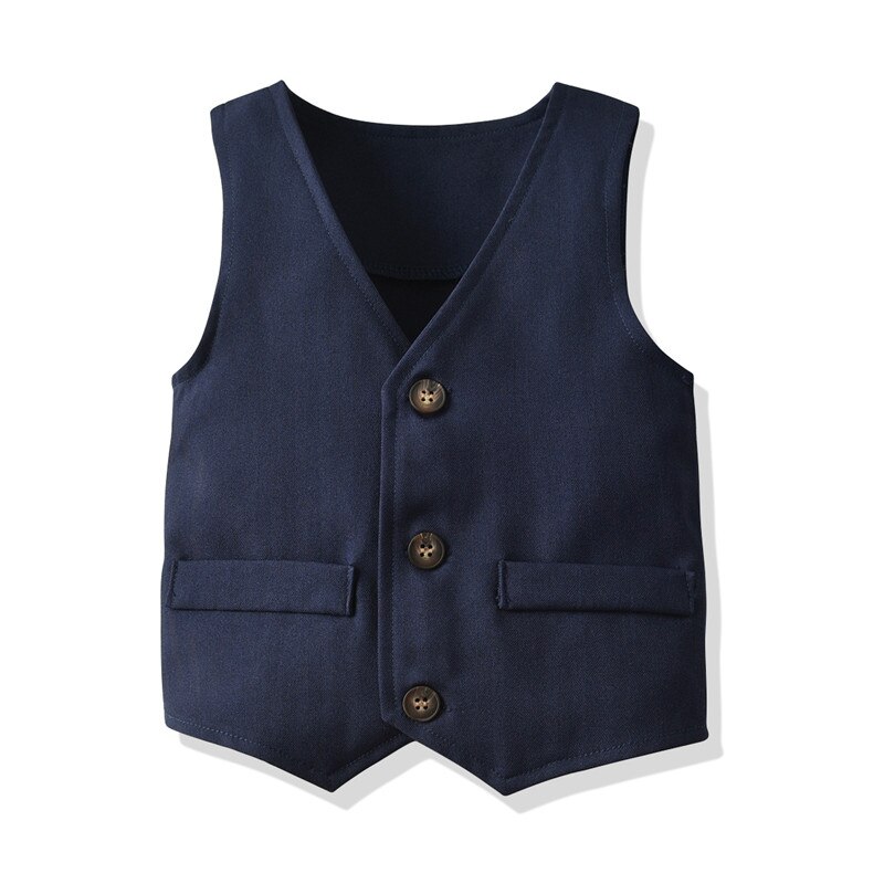 Azul escuro crianças colete calças 2 pçs/set meninos roupas formais cavalheirismo terno festa de aniversário traje calças qualidade superior roupas