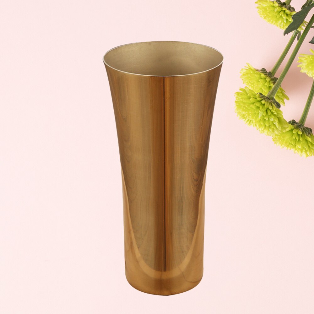 304 Stainless Steel Vase Coated Flower Holder with Mirror Polished Surface and Wire Drawing Inside(Silver)