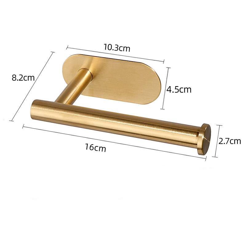 Selvklebende toalettrullholder til papirhåndkle, organizer, hullfri veggmontering, oppbevaring til kjøkken og bad, uten boring, papirdispenser: Hvit