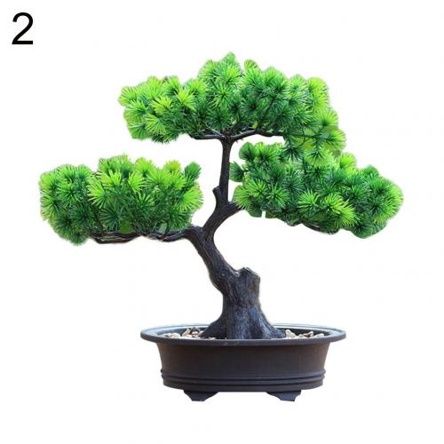 1pc kunstig bonsai lite grønt tre med potteplanter furu kunstig potteplante ornamentr plante kunstig plante kontor: 2