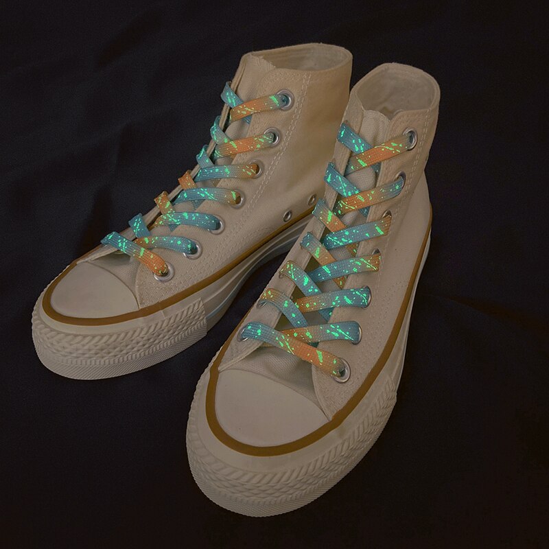 1 Pair Luminous Shoe Laces Glowing Fluorescent Shoelaces For Sneakers Flat Lace Shoes Boot Shoelace Splash ink Shoestrings