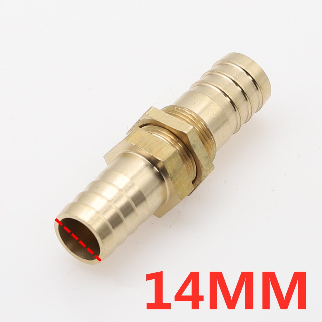 Raccord de Tube barbelé en laiton pour cloison 6/810/12/14/16/19mm, adaptateur de connecteur de coupleur de Tube barbelé pour carburant, gaz, eau, cuivre, 1 pièce: 14MM Barb