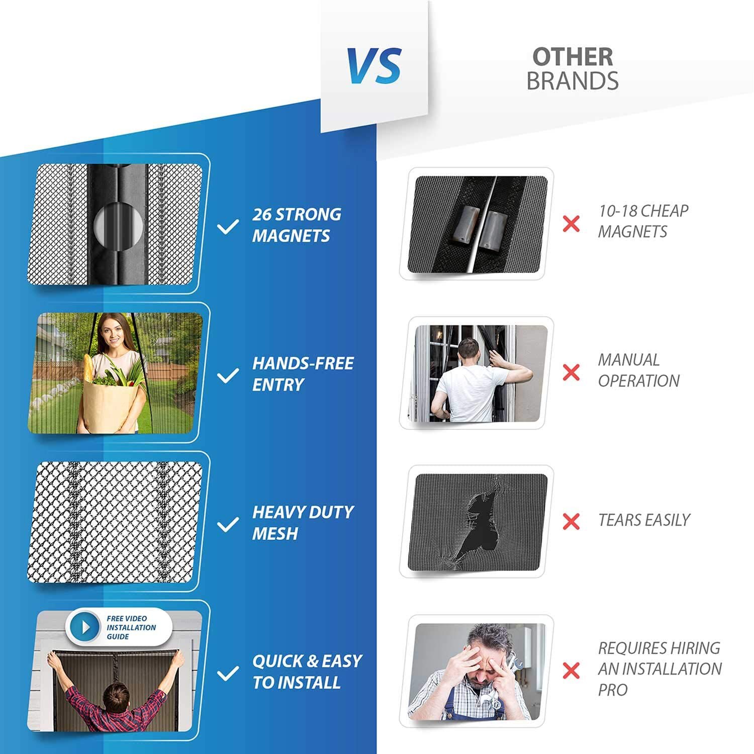 Hands-free Magnetic Anti-Mosquito Net Door Net Anti Fly Insect Mosquito Door Window Screens Reinforced Magnetic Curtain Mesh