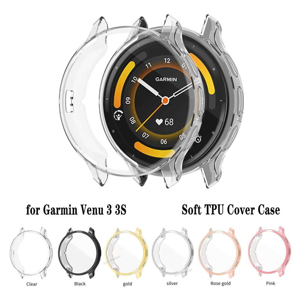 Displayschutzfolie für Garmin Venu 3/3S, weiche TPU-Abdeckung, kratzfest, Rundum-Stoßstange, Smartwatch-Schutzhülle