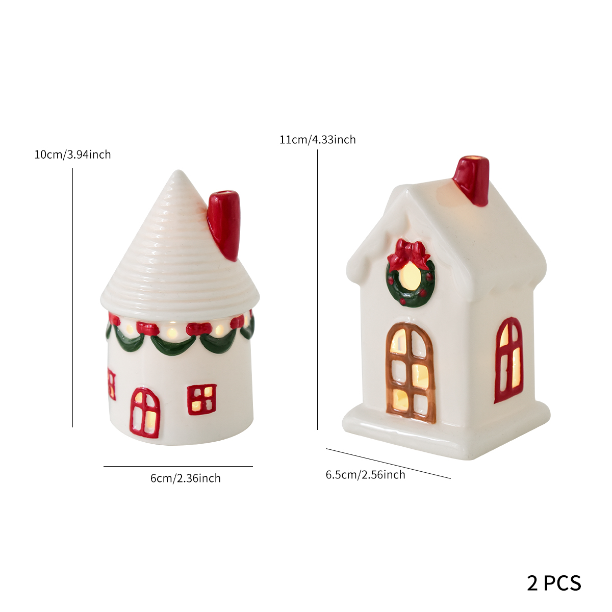 Christmas Decorations Exquisite Ceramic Glowing Little House Set Tabletop Ornaments Create Party Decorations: SKY BLUE