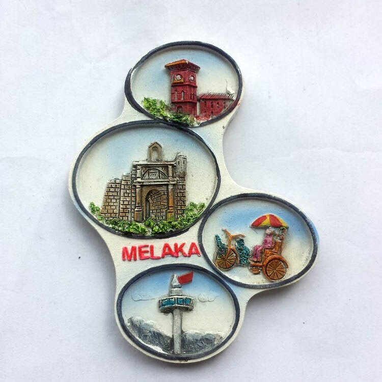Malaysia Greece Fridge Magnets Tourist Souvenir Melaka Kuala Lumpur 3d Resin Relief Scenery Refrigerator Sticers Home Decor