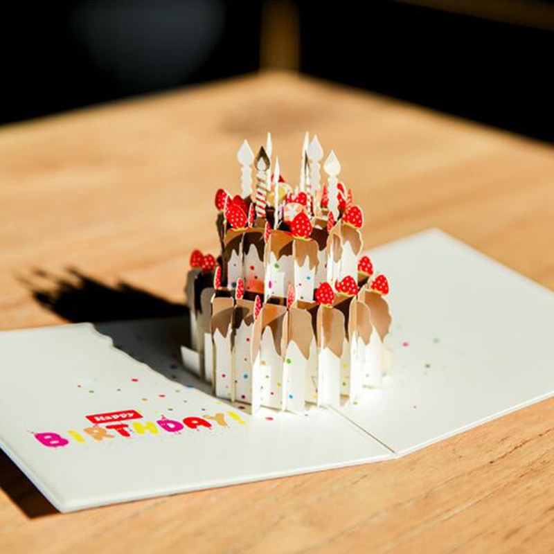 3D Pop-up Cards Valentine's Day Lover Happy Birthday Party Invitation Folding Type Stereo Greeting Card