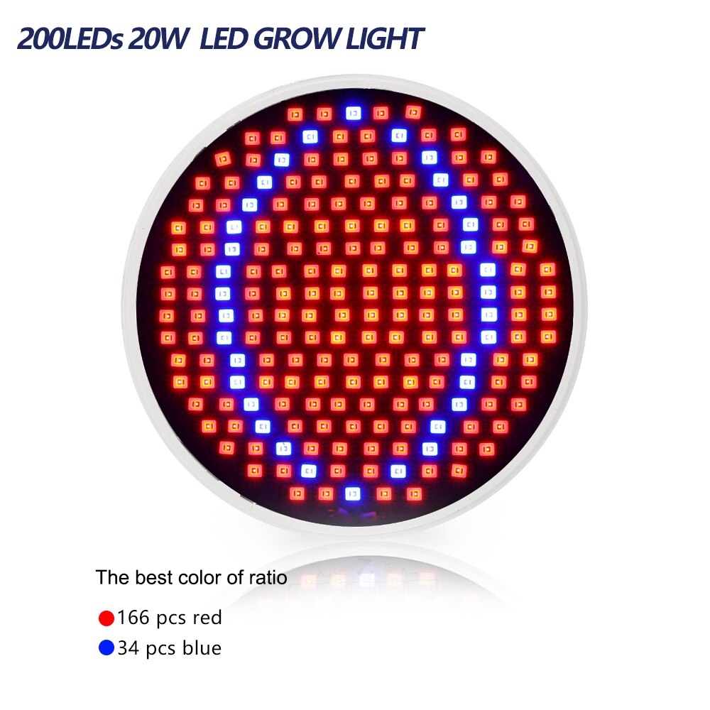 8pcs/lot 166Red 34Blue Leds Grow Led Red Blue E27 20W Indoor Plant Growing Led Lights For Vegetation led horticulture