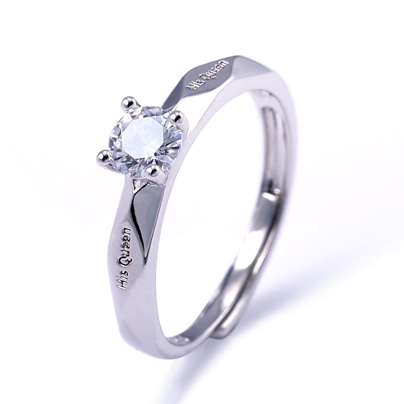 Haar Koning Zijn Koningin Paar Trouwringen Vrouwen Mannen Rhinestone Engagement Bands Romantische Sieraden Valentijnsdag