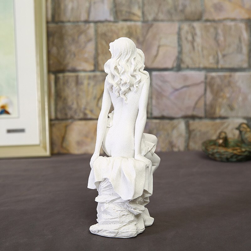 Estatua de piedra arenisca blanca para mujer, accesorios creativos de decoración del hogar europeo, escultura artesanal, , , 1 ud.