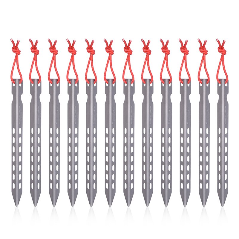 Leichte titan-zeltnägel, v-förmig, mit seil, campingausrüstung, wanderausrüstung, outdoor-reisezeltzubehör, 165mm stück: 12 stck.