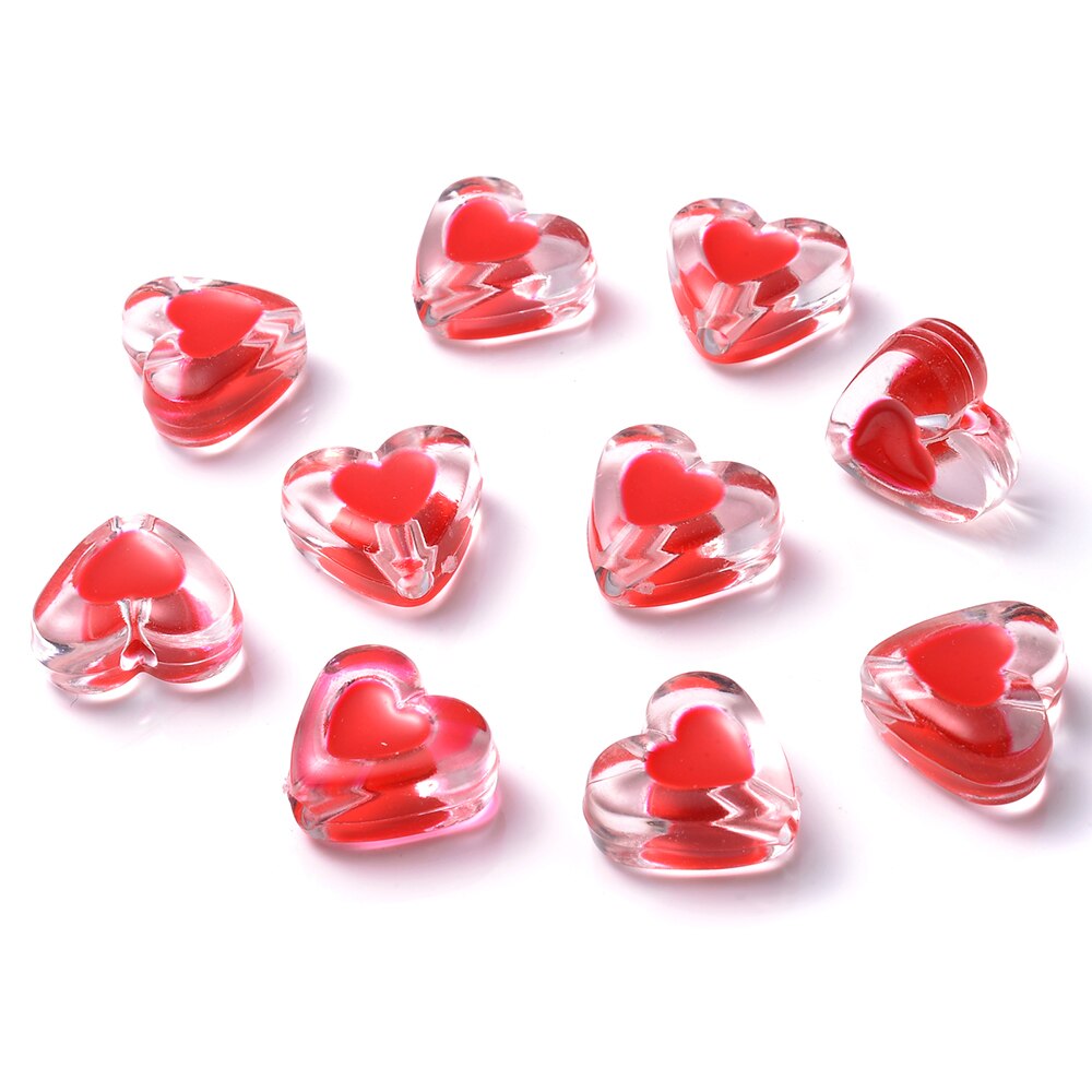 Iyoe 20 stück mehrfarbige, transparente bonbonherzperlen, süße acryl-abstandshalterperlen zur herstellung von schmuck, armbändern, halsketten und ohrringen: 10