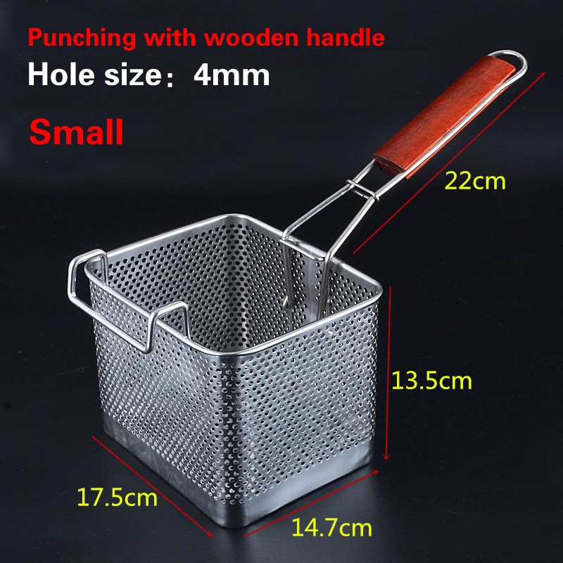 Stainless steel frying basket net French fries basket frying frame square oil control filter frying basket dense frying screen