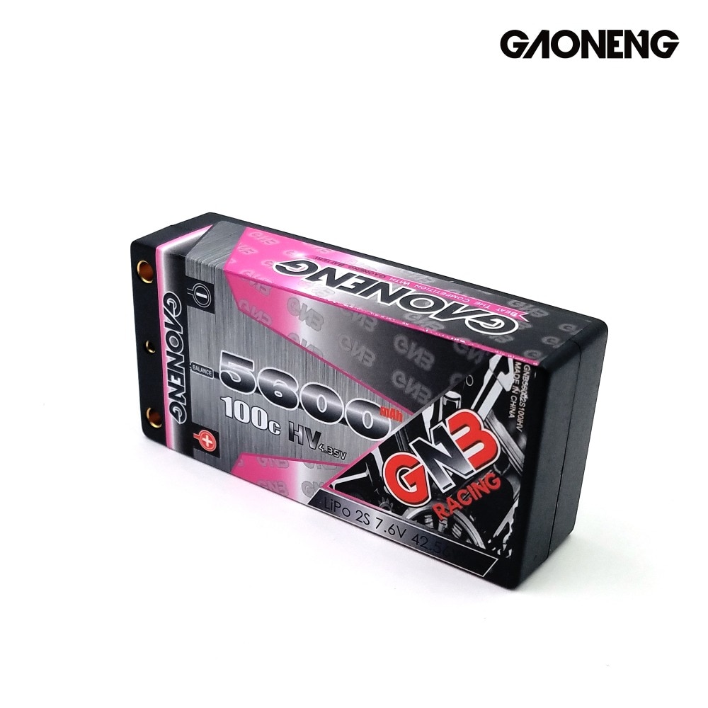 Gaoneng GNB 5600mAh 7.6V 100C/200C 2S Hardcase SHORTY LiHV LiPo accu voor 1/10 RC auto B5M 22 RB6 22T SCT Ras Auto onderdelen