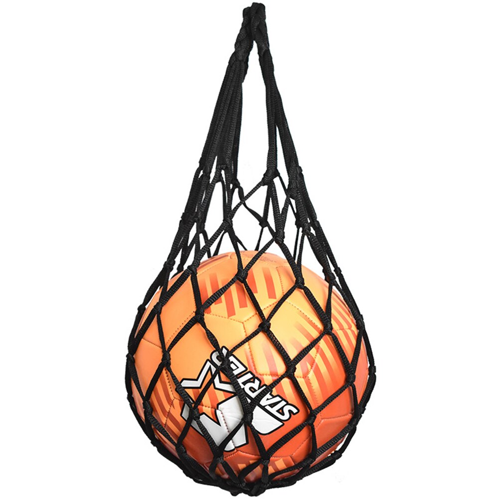 Football Net Bag Nylon Bold Storage Bag Single Ball Carry Portable Equipment Outdoor Sports Soccer Basketball Volleyball Bag: Black 65cm