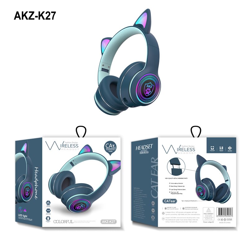 RGB Cat Ear Gaming Earphone Bluetooth 5.0 Wireless Headphone Headset 3.5mm Plug For Gamer Smartphone Mobile Phone: 05