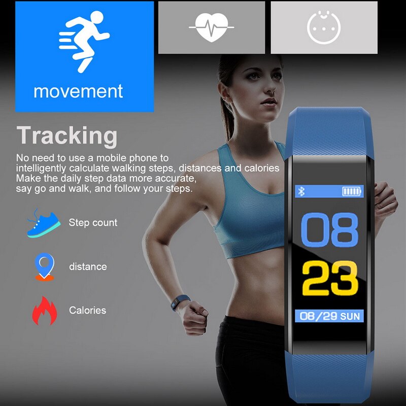 115 Plus Kleur Screen Sport Stappenteller Horloge Smart Band Fitness Tracker Bluetooth Waterdicht Smart Armband Voor Mannen Vrouwen