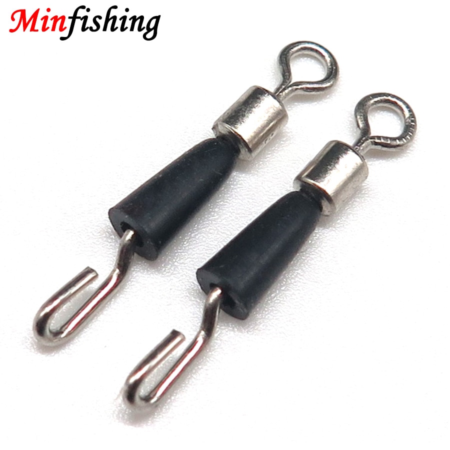 Minfishing 25 pcs/lot Quick Change Rolling Swivel Snap Clip with Rubber Sleeve Swivel Connector Fishing Line Lure Accessories