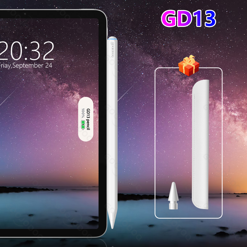 For Apple Pencil 2 1 with Wireless Charging, for iPad Pencil Palm Rejection Tilt Pen for iPad Air 4 5 Pro 11 12.9 Mini 6 Stylus: GD13 with 1 tip