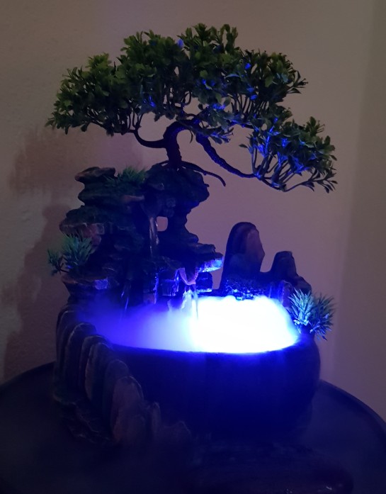 Creatieve Indoor Simulatie Hars Rotstuin Waterlandschap Feng Shui Fontein Home Office Desktop Spray Vochtige Decoratie Ambachten: with Nebulizer
