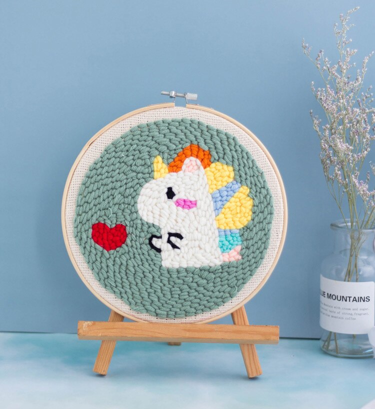 Cartoon Penguin DIY Punch Needle Embroidery Kit for Beginner Needlework Handmade Embroidery Painting Sewing Craft Home Decor: 4 / punch needle kit