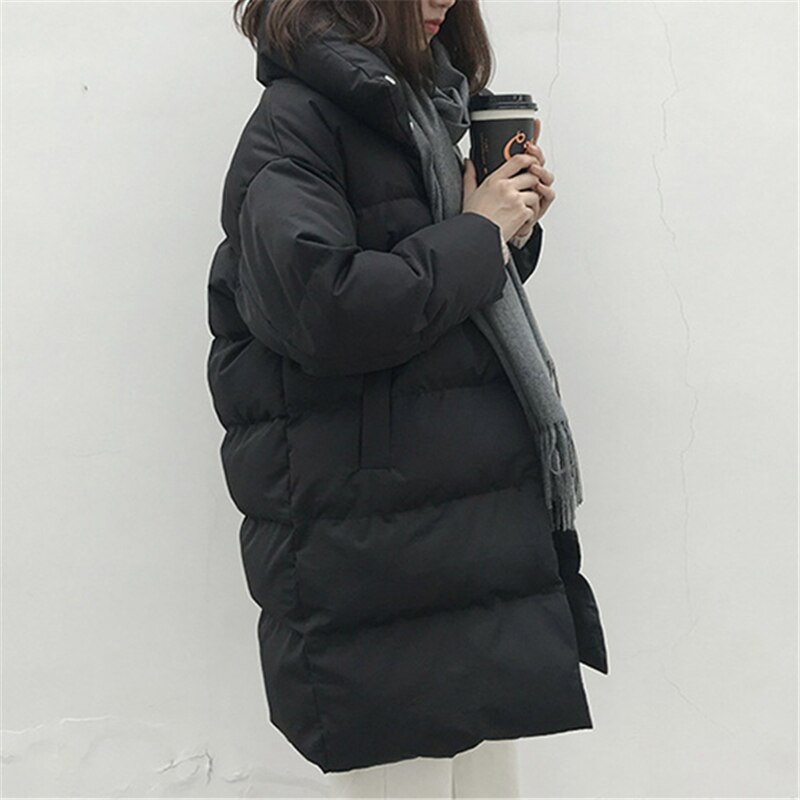 Vinterjakke kvinder boblefrakke streetwear sort lang parka frakke polstret jakke damer quiltet frakke puffede frakker