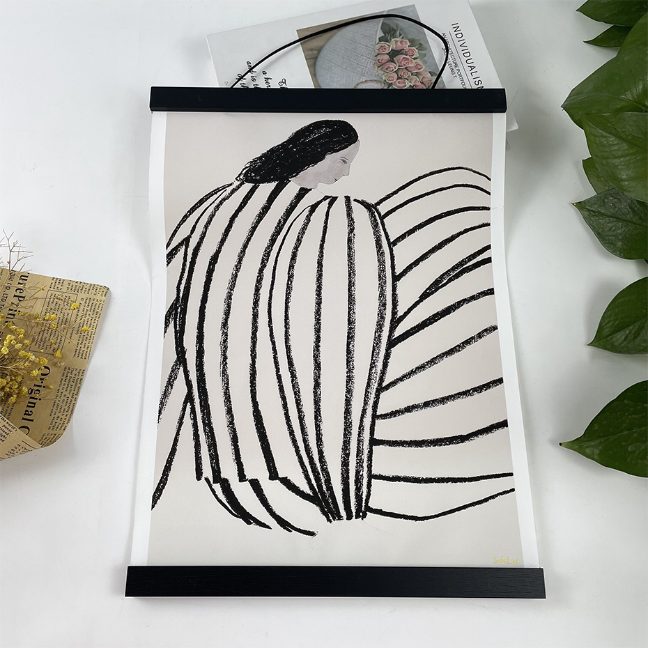 Black Magnetic Wooden Poster Hanger Frame Teak Pine for Photos Pictures Canvas Prints Artwork Maps Living Room Home Wall Decor