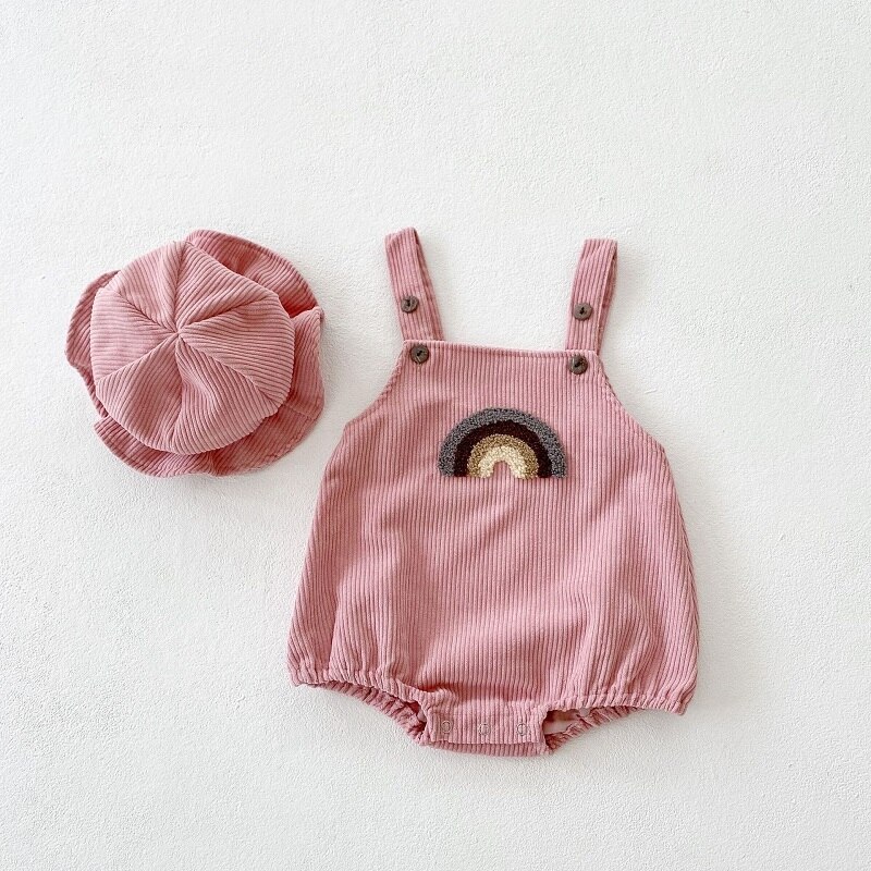 Neugeborenen Kabel Strampler Regenbogen Baby Schlinge Hütte einstellen Baby Mädchen Kleidung Weiche Overall Kleinkind Jungen Kleidung lässig Infantil Roupas: Rosa / 80(12-18 M)