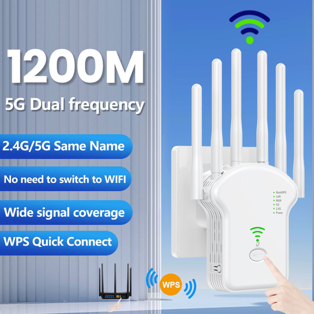 1200 Mb/s 5GHz wzmacniacz sygnału WiFi bezprzewodowe wzmacniacz sygnału WiFi dwuzakresowe 2.4G 5G wzmacniacz sygnału wi-fi 6 antena wzmacniacz sieci Router WPS