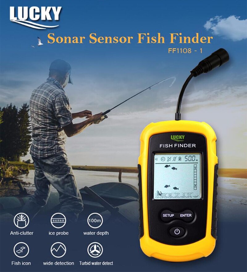 sonar robić połowu ryb czujnik biała dioda doprowadziło przenośne wędkowanie znalazcy alarm głębokość 100M sygnalizator akustyczny
