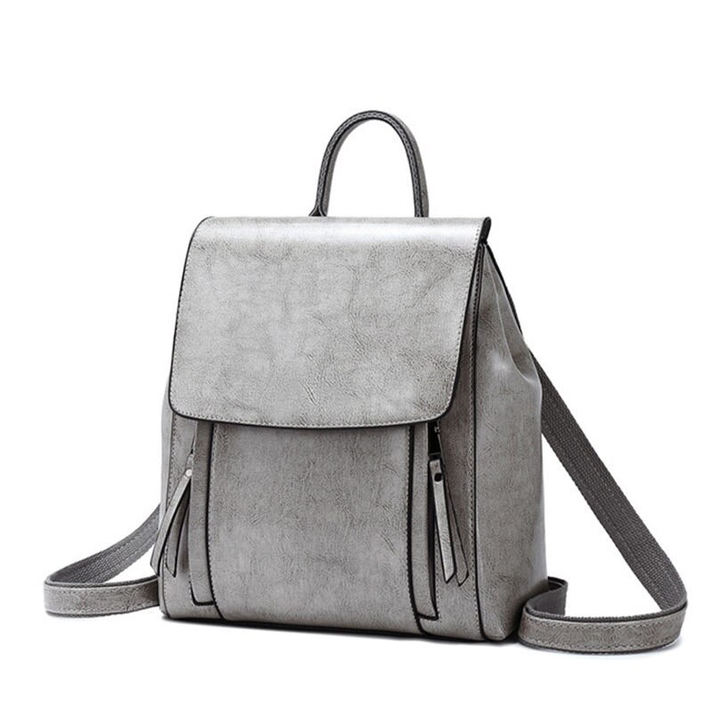 RanHuang Women Backpack Split Leather Backpack Women's Travel Bags School Bags For Teenage Girls: Gray