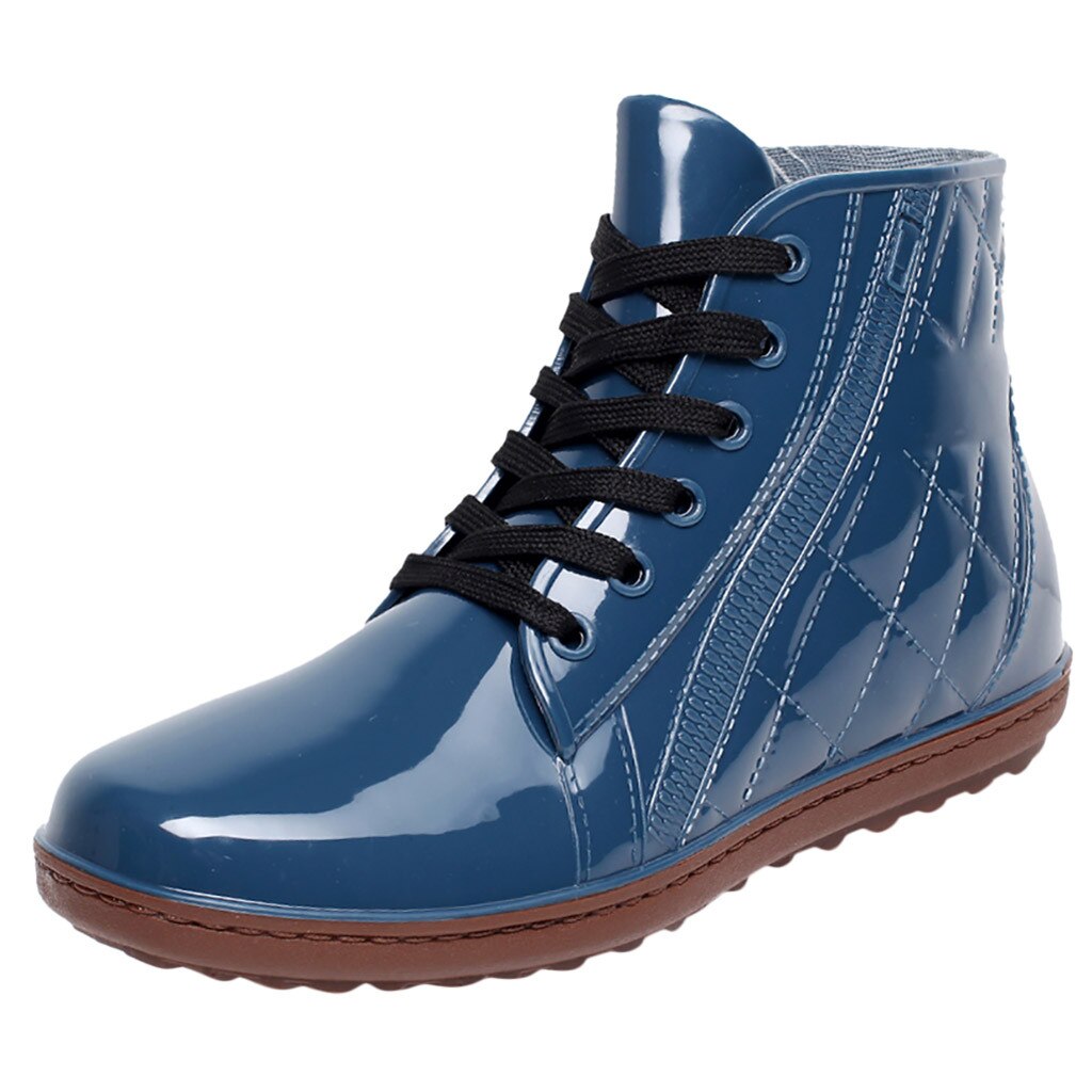 Perimedes mænds aqua lejligheder bløde gående mandlige vand sko lejligheder snørebånd korte rør regn støvler vandtæt casualwater sko #g45: Blå / 8.5