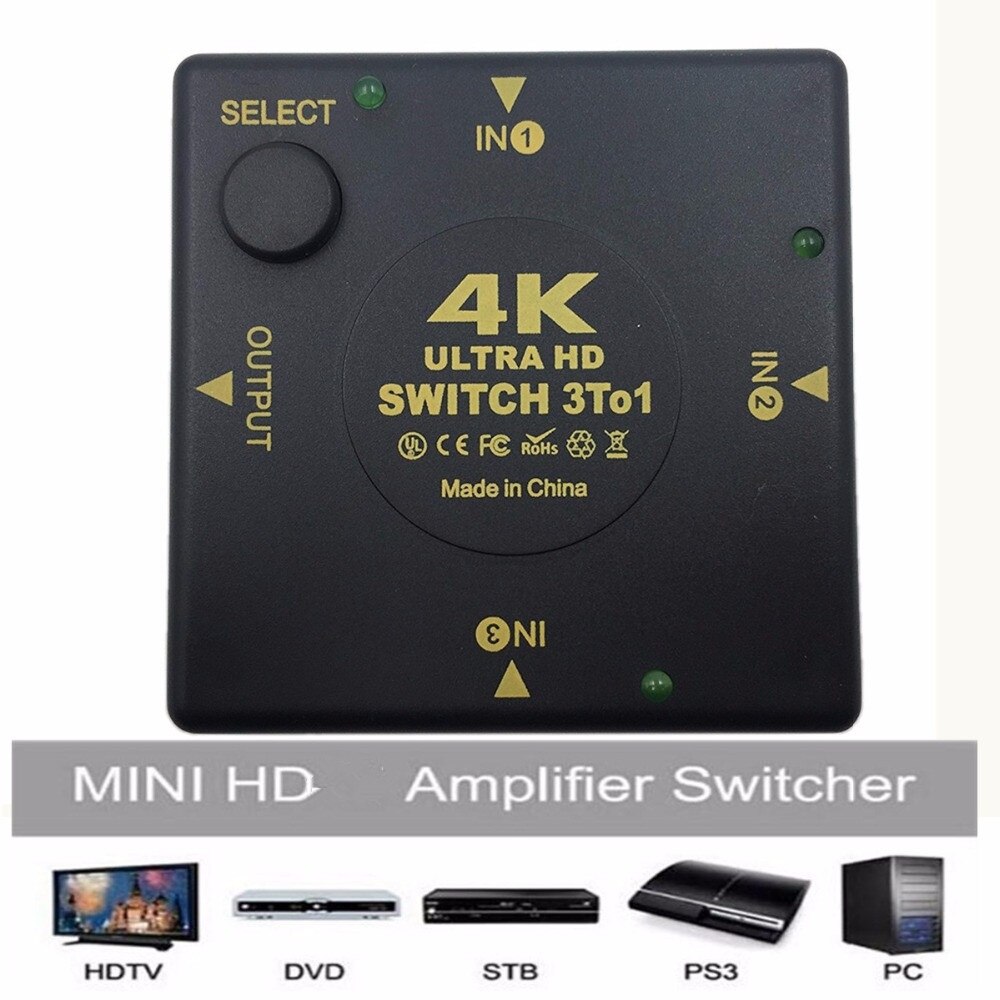 4K * 2K 3D Mini 3 Port Hdmi-Compatibel Schakelaar 1.4b 4K Switcher Splitter 1080P 3 In 1 Out Poort Hub Voor Dvd Hdtv Xbox PS3 PS4: 4k 30hz type2