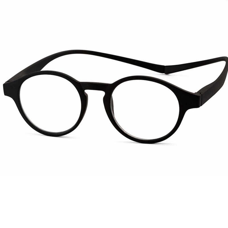 Portable Hanging Neck Magnet Reading Glasses for Men Women Presbyopic Glasses Round Frame Magnetic Readers black tortoise shell: +200 / black