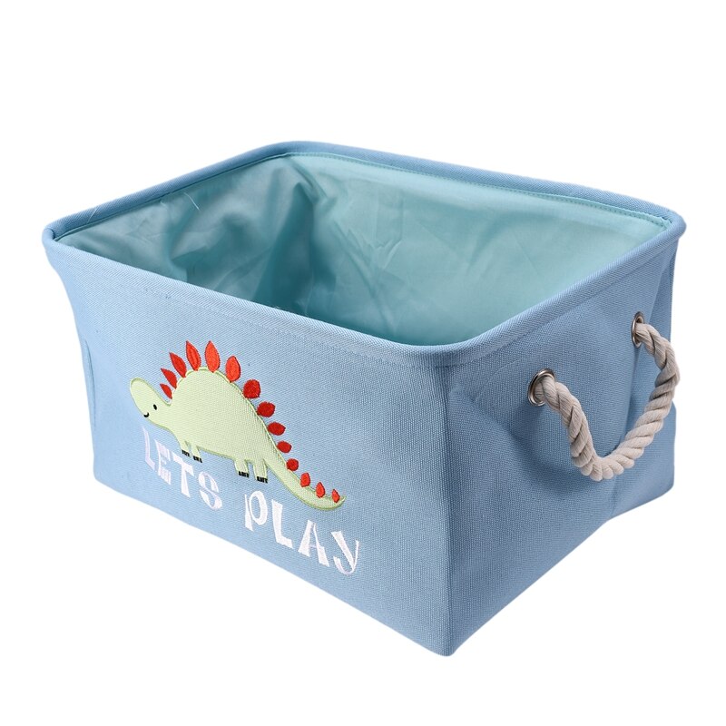 Big Dinosaurus Cartoon Canvas Opslag Mand Voor Speelgoed Kind Vouwen Wasmand Vuile Kleren Organizer: Sky Blue