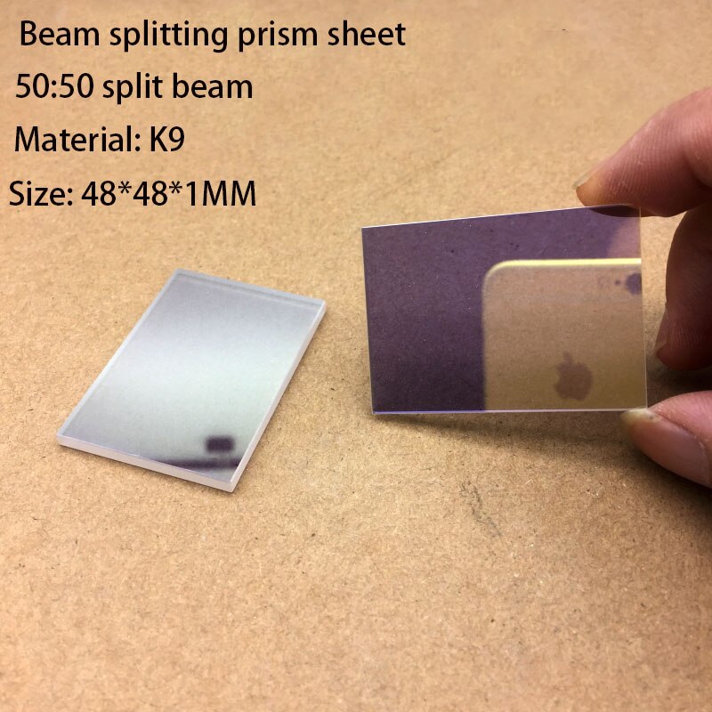 Beam splitting glass plate beam splitter prism 46*57*0.5mm split ratio 50/50 light source visible light beam Glass flat