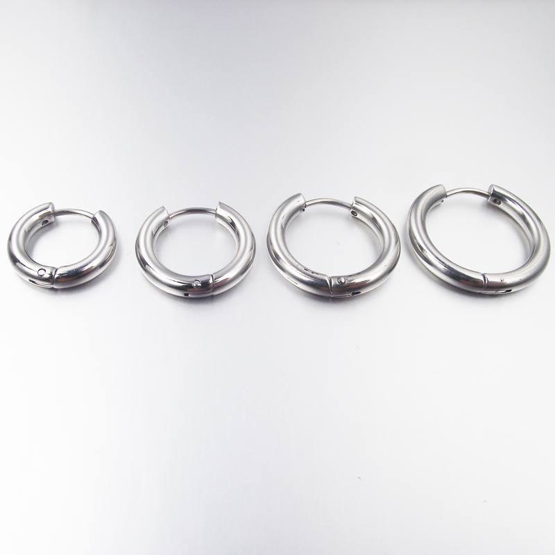 2 Pieces 4mm Thickness 20mm Big Size Heavy Circle Earrings Stainless Steel Big Round wives Hoop Earrings for women and Men