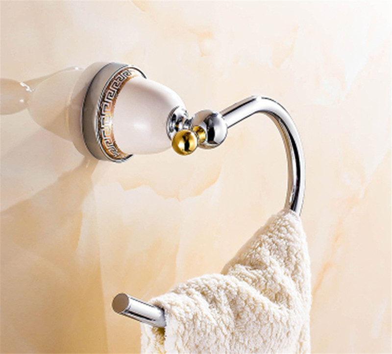 Håndklæde ringe massiv messing guld håndklædeholder badehylde håndklædestativ bøjler luksus badeværelse tilbehør vægmonteret håndklædestang: Stil 2