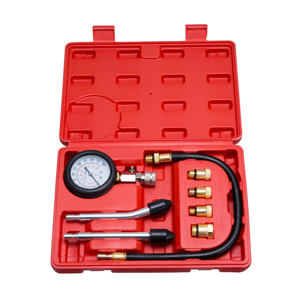 Car Pressure Gauge Cylinder Compression Tester from 0-20 Bar or 0-300 psi Compression Gauge Tester with M10 M12 M14 M18 Adapter: Default Title