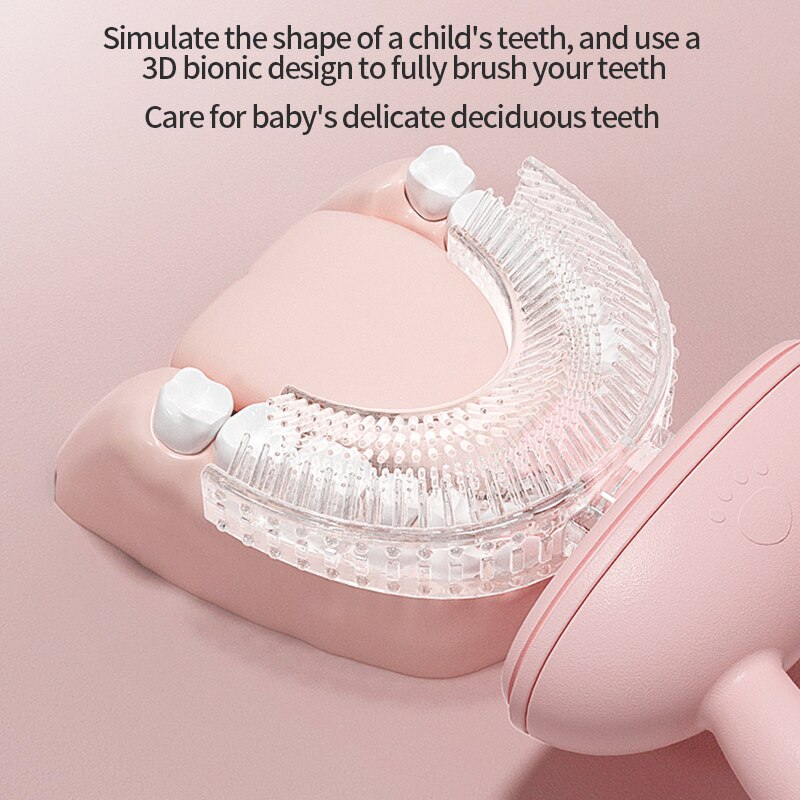 Spazzolino da denti a forma di U per bambini spazzolino da allenamento manuale per bambini spazzolatura a 360 gradi strumenti per la pulizia orale con coperchio antipolvere per 2-12 anni