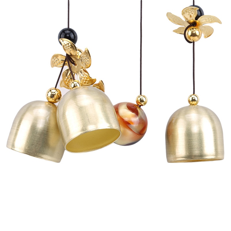 Outdoor Bronze Yard Garden Living Room Hanging Decoration Wind Chimes Chinese Style Chime With Poem Caved On The Fan Multi Tubes