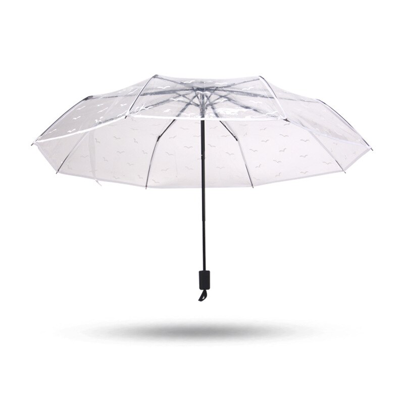 Fille multicolore ensoleillé pluie parapluie Transparent pliant parapluie complètement automatique parapluie léger trois fois parapluie: Manually seagulls