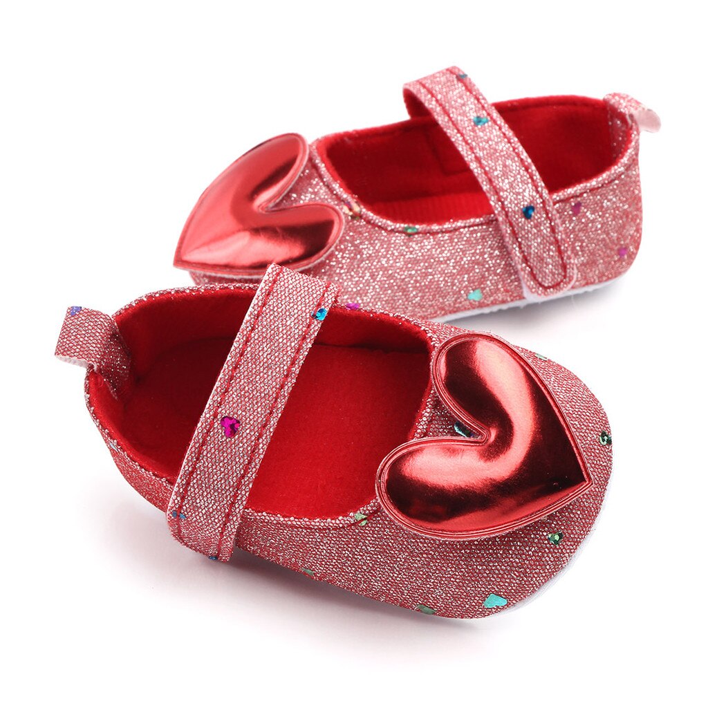 Baby Shoes Toddler Newborn Baby Crib Shoes Heart-Shaped Princess Baby Soft Sole Prewalker For Baby Girls First Walk