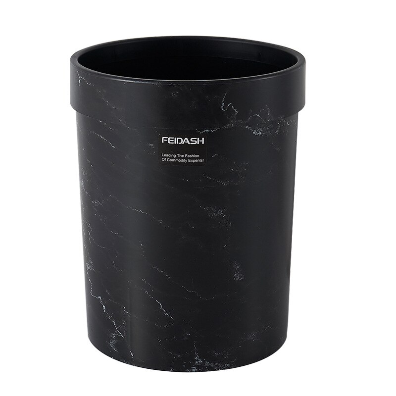Woonkamer Slaapkamer Afvalbak Zonder Deksel Europese Stijl Marmeren Patroon Plastic Prullenbak Kantoor Badkamer Keuken Prullenbak: black / 7L