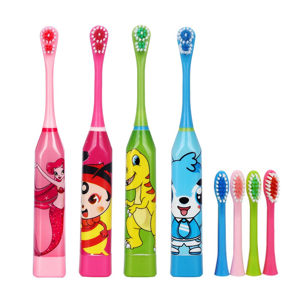 Kinderen Elektrische Tandenborstel Cartoon Patroon Dubbelzijdige Tandenborstel Elektrische Tanden Borstel Voor Kinderen Met 2Pcs Vervanging Hoofd