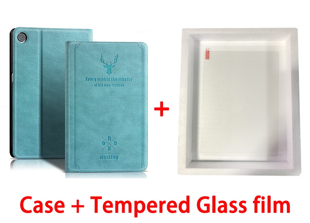 Funda para Huawei Matepad T10S, AGS3-L09 de 10,1 pulgadas, AGS3-W09, Ultra delgada, de cuero Pu, para Matepad T10, AGR-L09, W09: blue-Tempered film / Matepad T10S